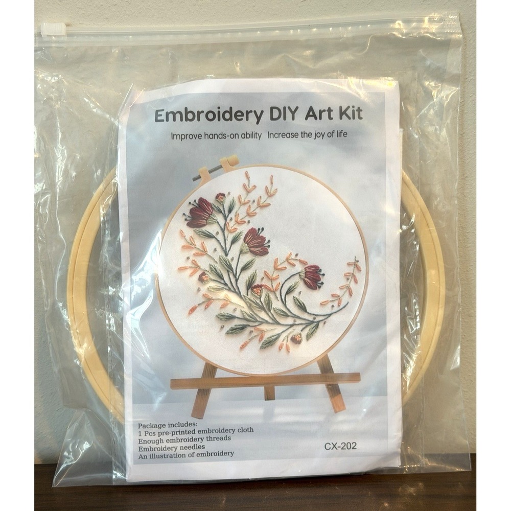 Embroidery DIY Art Kit Floral #CX-202 New Sealed Cottagecore